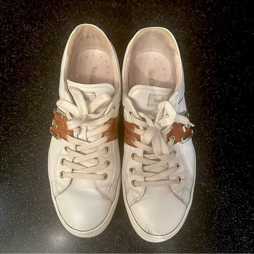 Nero Giardini Italy White and Brown full leather Sneakers